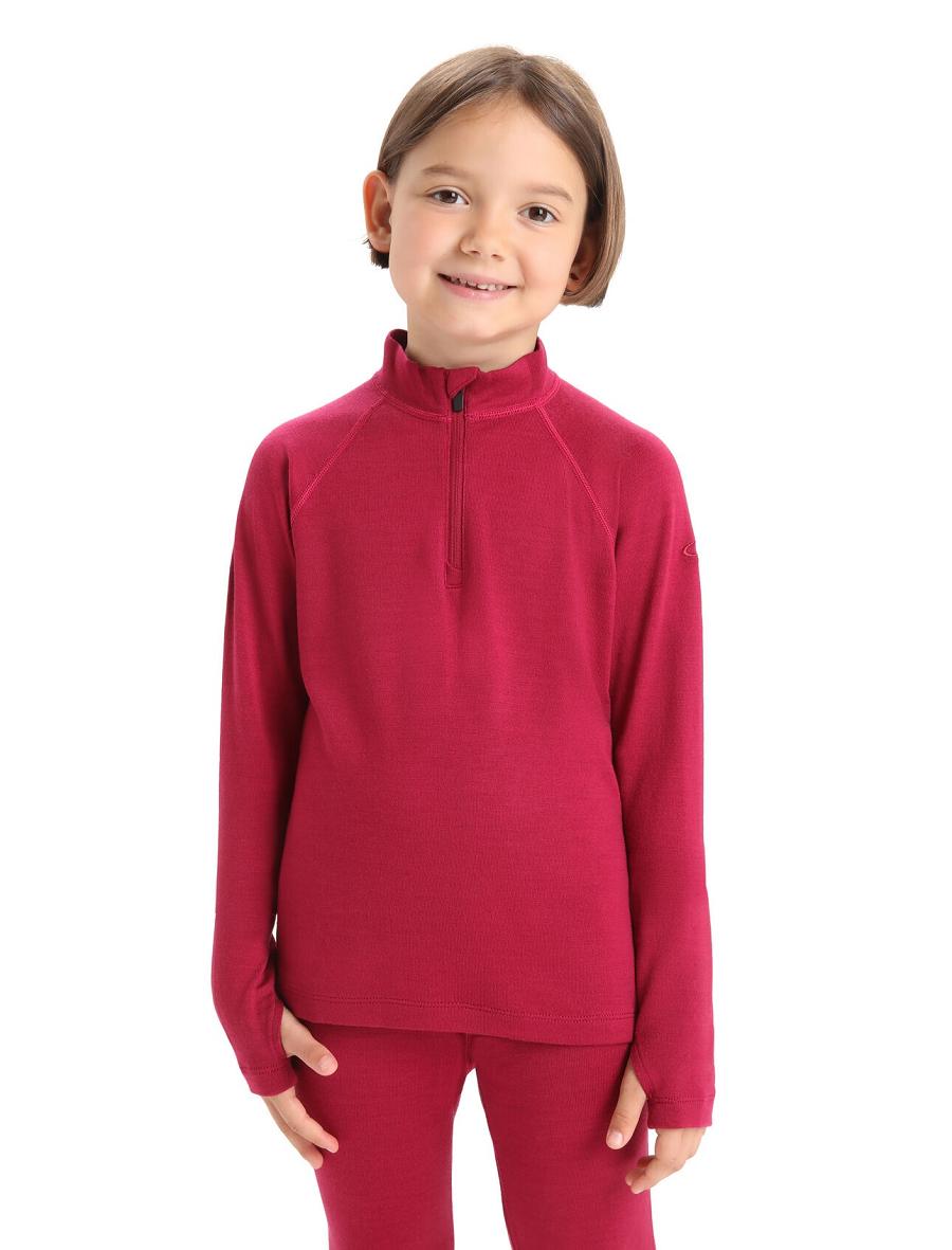 Cherry Icebreaker Merino 260 Tech Half Zip Thermal Top Kids\' Long Sleeve | AU 1939SGLO